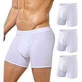 Arjen Kroos Mens Cotton Boxer Briefs Breathable Pouch Underwear with Opening Fly 3 Pack