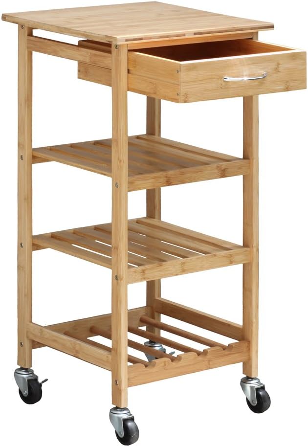 Oceanstar Design Group Bamboo Kitchen Trolley - Kitchen Islands & Carts