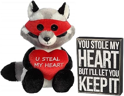 valentines day raccoon stuffed animal