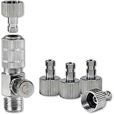 Airbrush Quick Release Disconnect Adapter Kit with Adjustable Control Valve, 1/8" BSP 5 Male &amp; 1 Female Fittings for Air Compressor &amp; Spray Gun