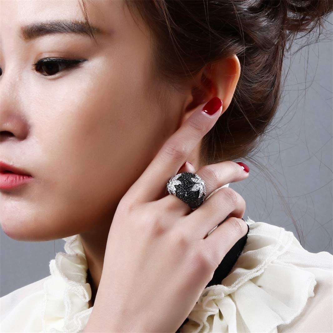 QBSPORTS Fingerring, Vintage-Stil, Strasssteine, hohl, Blume, für Hochzeit, Verlobung, Schmuck - 7