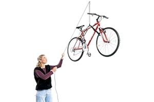HARKEN Hoister - Overhead Garage Storage 1 Point Hoist System for Bikes, Ladders (45lb Capacity, 10ft Ceiling) Space-Saving Organization, Easy One-Person Operation, Safe Anti-Drop, Self-Leveling, 7800