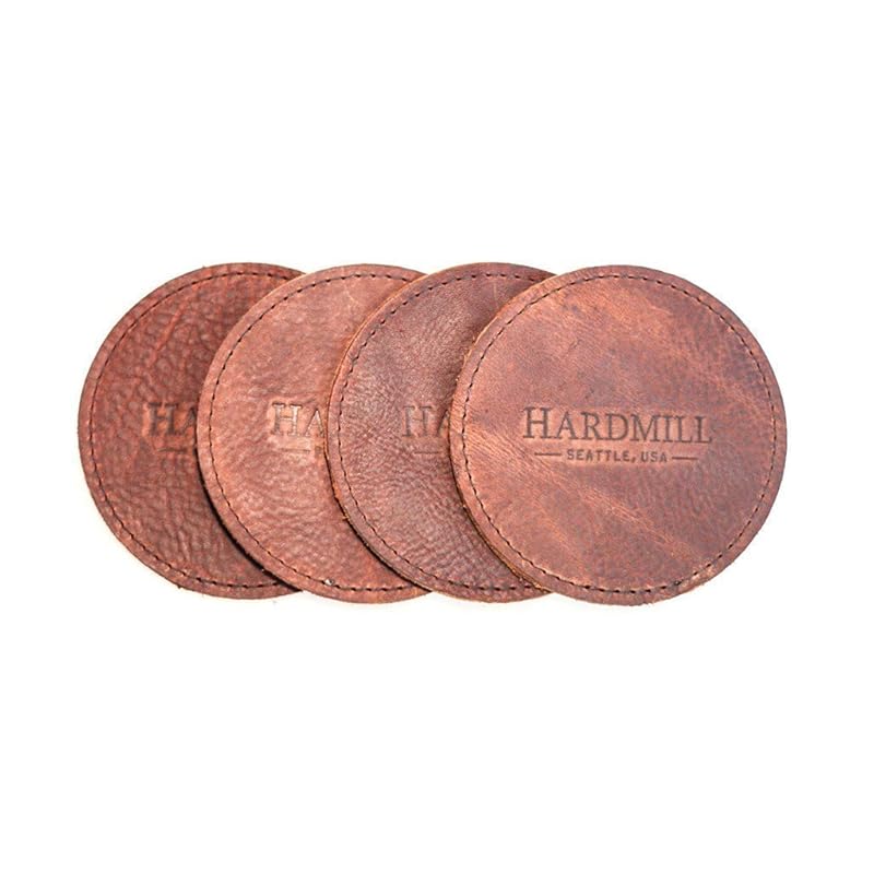 Leather Coasters Set of 4 Made in USA Handmade