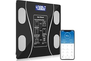 E-SHIDAI Wireless Intelligent Digital Bathroom Tempered Glass Platform BMI Scale, Body Fat Scale, Body Composition Analyzer with Smartphone Application and Bluetooth synchronous Scale(Curve)