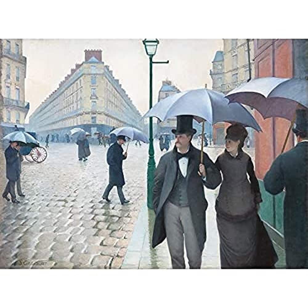 Caillebotte Paris Street Rainy Day Impressionist Umbrella Painting Art Print Canvas Premium Wall Decor Poster Mural