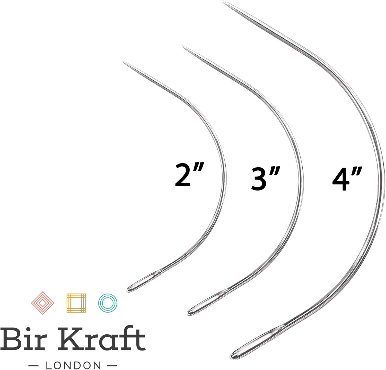 Bir Kraft 3 x Curved Needle Set 2″ 3″ 4″ curved sewing needle repair