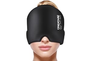 ONLYCARE Migraine Relief Cap, Upgraded Odorless Migraine Ice Head Wrap, Headache Relief Hat for Migraine, Headache Eyes Mask Gel ice Cold Pack