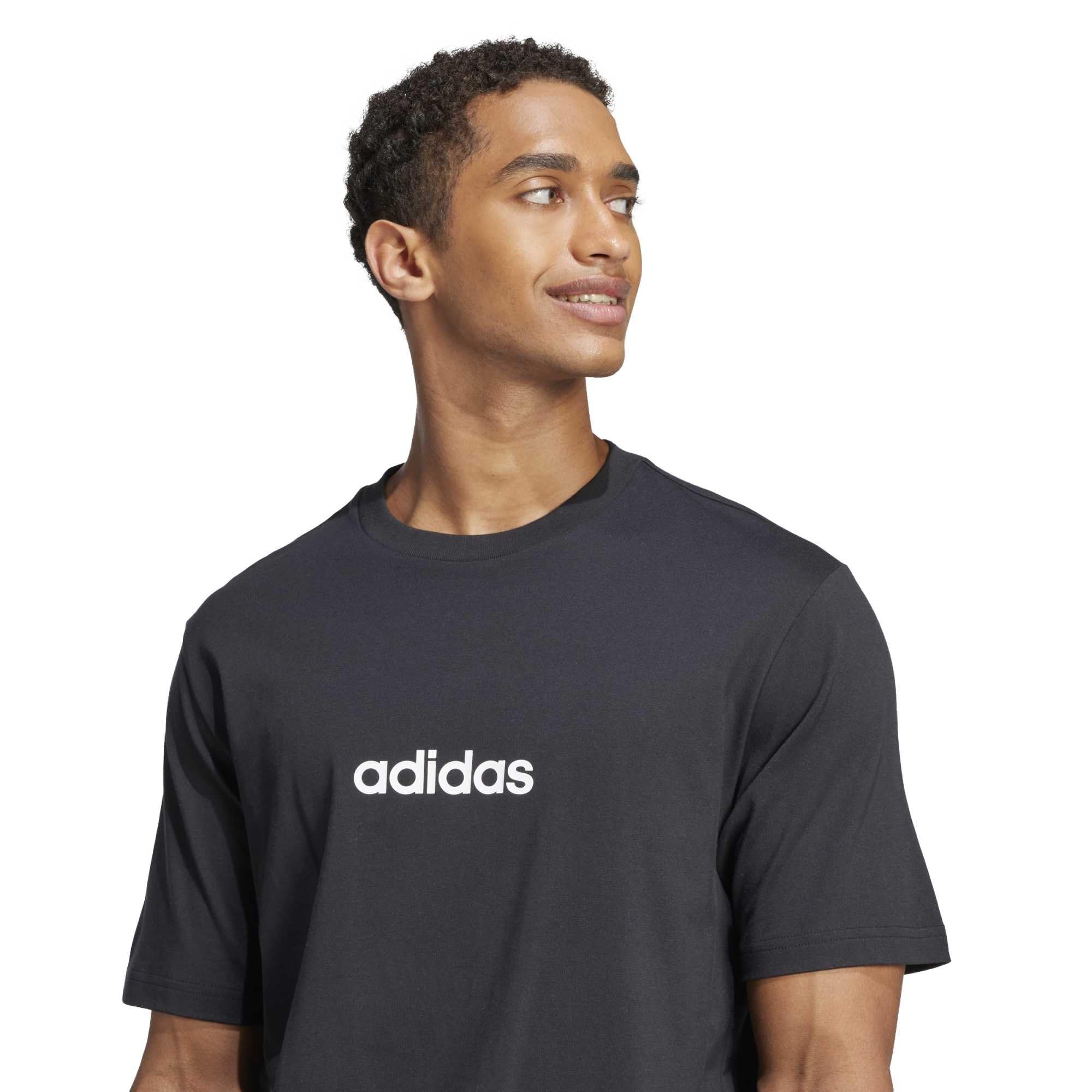 adidas Herren Essentials Linear Single Jersey Shirt, Black/White, XL 7