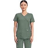 Cherokee Scrubs Top for Women Mock Wrap with 3 Pockets, Soft, 2-Way Stretch & Durable Fabric - WW610