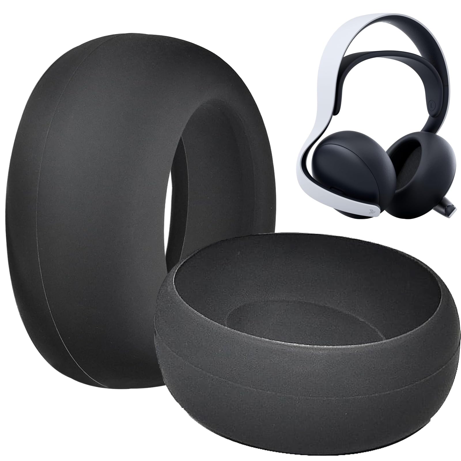 KZIOACSH Silicone Cover for Sony PlayStation Pulse Elite, 2 Pieces Ultra Slim Anti-Scratch Protective Skin Cover Waterproof Anti-Sweat Earpads Cushions Protector for Sony PlayStation Pulse Elite