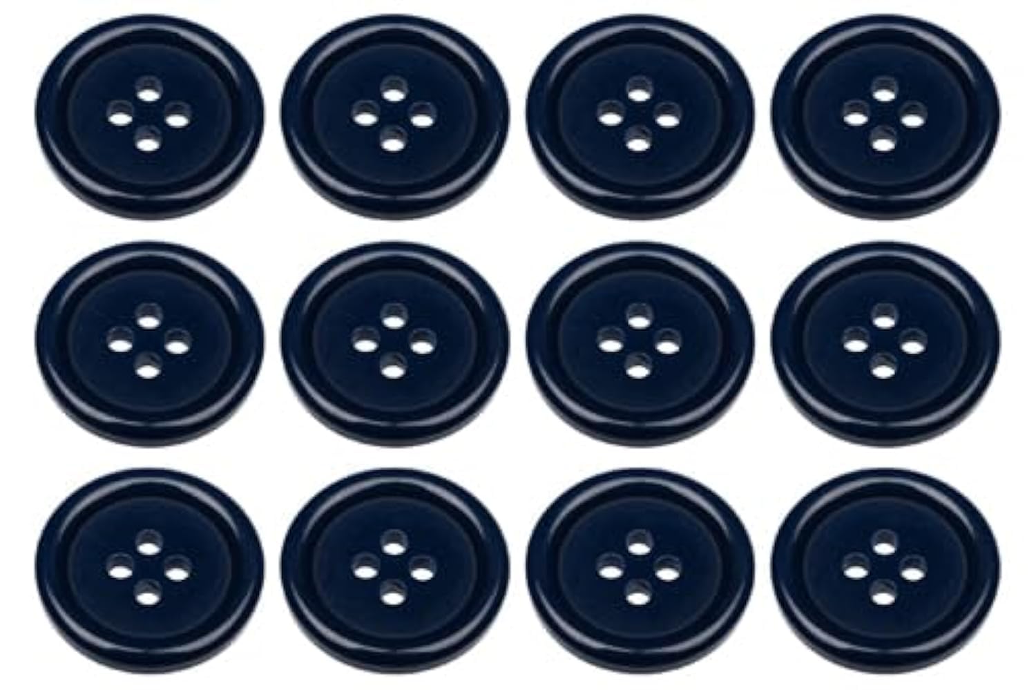 Pack of 12 Dark Blue Sew on 23mm Round Buttons Flat 4 Holes 36L 36 Ligne