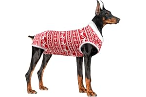 DOTONER Dog Recovery Suit Abdominal Wound Puppy Surgical Clothes Post-Operative Vest Pet After Surgery Wear Substitute E-Collar & Cone (M, Christmas Red)