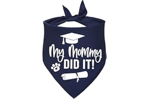 STMK Dog Graduation Bandana, Graduation Dog Bandana Outfit Graduation Gift for Small Medium Large Dogs (Navy, My Mommy Did It)