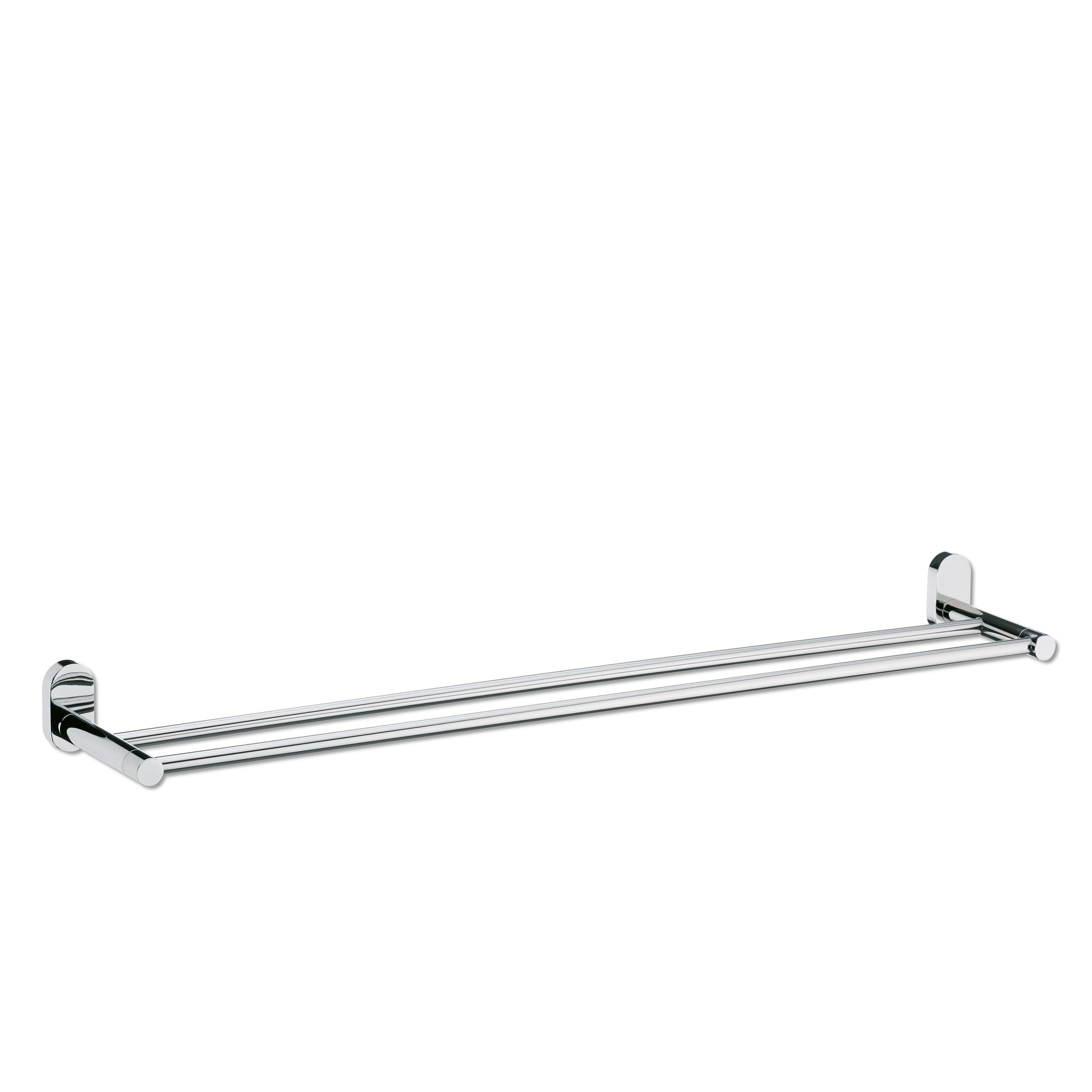 kela towel rail double 75.5cm, towel rail with 2 towel rails, wall mounting, towel rail without drilling, LUCIDO, stainless steel glossy
