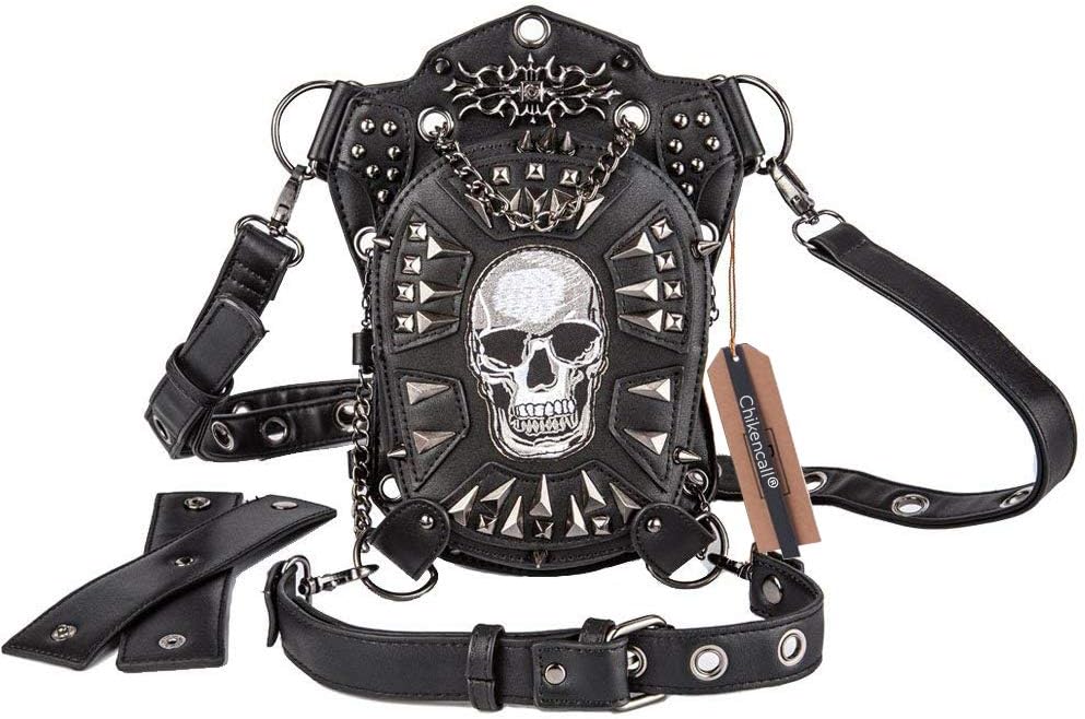 Chikencall® Gothic Steampunk Waist Bag Multi-functiona Drop Leg Pack Hip Belt Arm Bag Pack Waist Shoulder Fanny Packs Purse Pouch Bag Messenger Bag