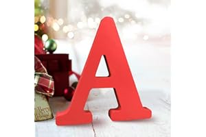 AOCEAN 6 Inch Red Wood Letters Unfinished Wood Letters for Wall Decor Decorative Standing Letters Slices Sign Board Decoration for Craft Home Party Projects (A)
