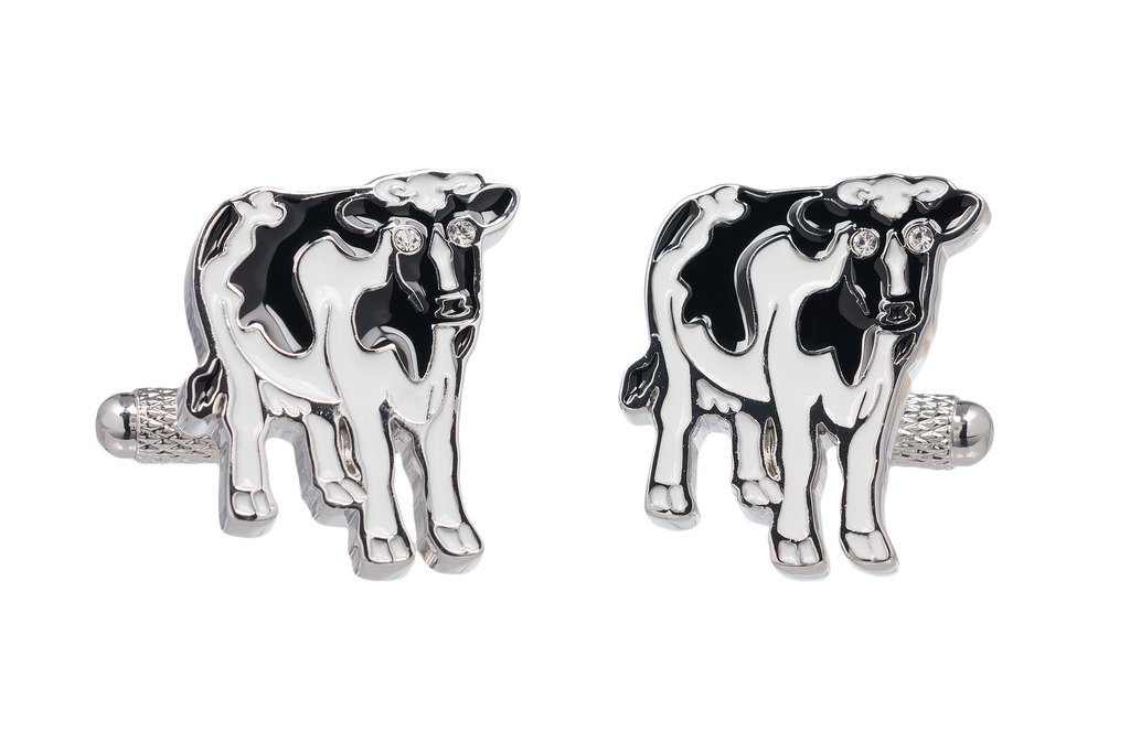 Cufflinks - Black and White Fresian Dairy Farm Cow Cufflinks in Onyx Art Cufflink Box