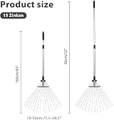 Leaf Rake with Handle 160 cm Telescopic Heavy Duty Gardening view 2