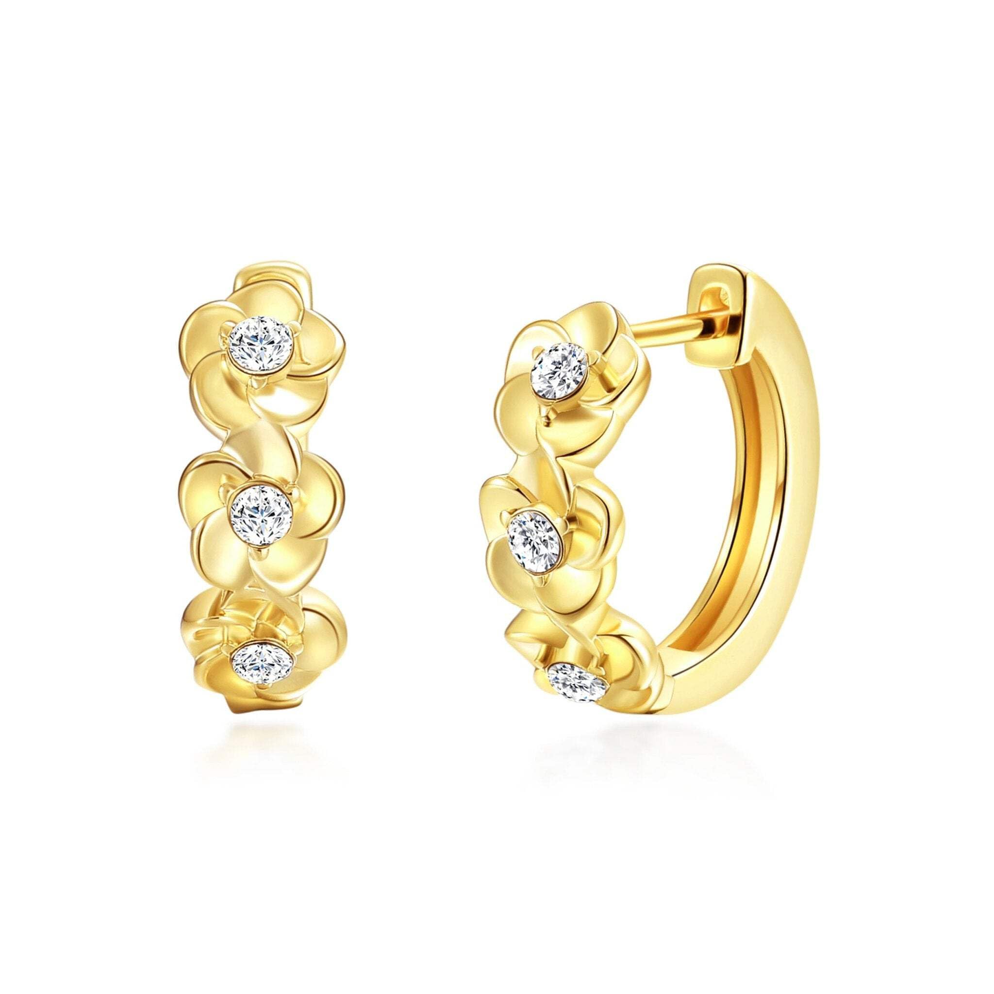 Philip Jones 18k Gold Plated Flower Hoop Earrings Created with Zircondia® Crystals