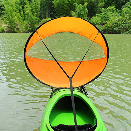 RENHAIGY Tandem Clear Kayak Wind Sail Kit Downwind Paddle Popup Board Inflatable Foldable Canoe Boats Accessories 42 Inches Durable Surfing Easy Setup Deploys Quickly Compact Portable