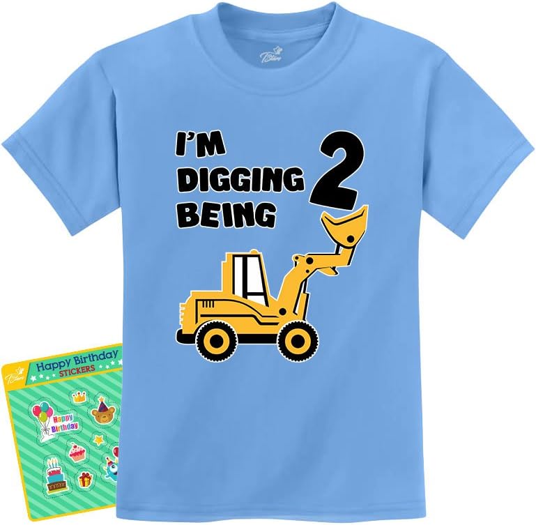 Tstars2nd Birthday Shirt 2 Year Old Boy Gifts Construction Shirts for Toddler Kids