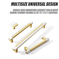 Kcmwsy 5 Pack White and Gold Cabinet Pulls Kitchen