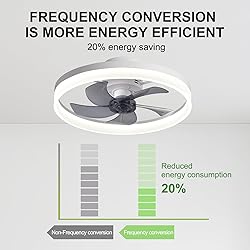 KINDLOV Ceiling Fan with Light,19.7''Dimmable LED