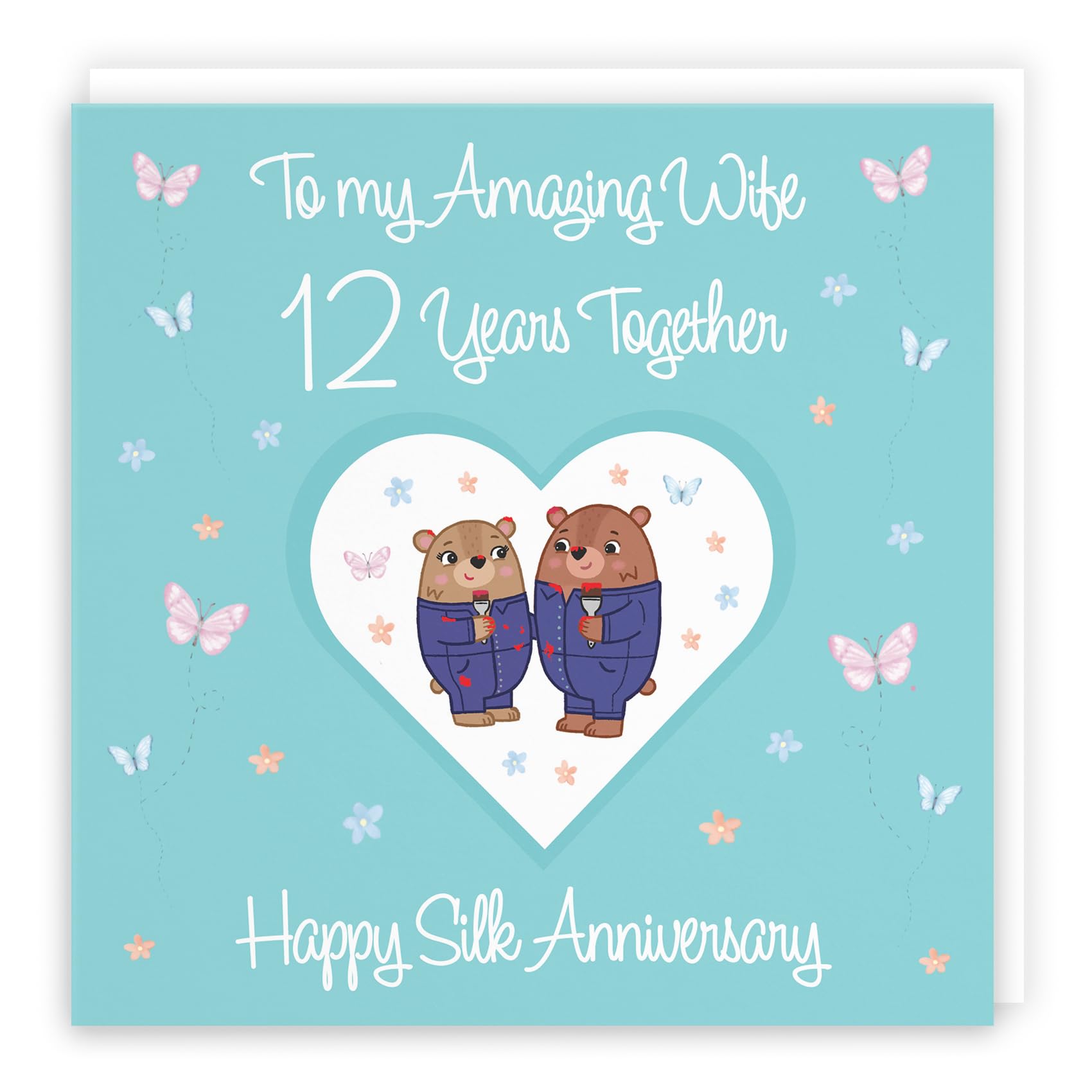 Hunts England - Wife 12th Anniversary Card - 12 Years - Silk Anniversary - Romantic Meadows - Fun Card - Twelfth Anniversary Card For Wife — image 1