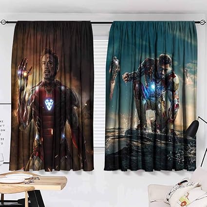 Cowspring Curtain Avengers I Am Iron Man Infinity Stones Avengers Endgame Movie Living Room Bedroom Window Drapes 2 Panel Set
