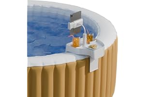 POOLCOMFT Spa Gift Set - Hot Tub Tray with Adjustable Phone Holder, Hot Tub Accessories, Perfect for Relaxation in Inflatable Hot Tub/Pool, Unique Gifts for Women, Mom, and Parents(Scented Candle & Card)