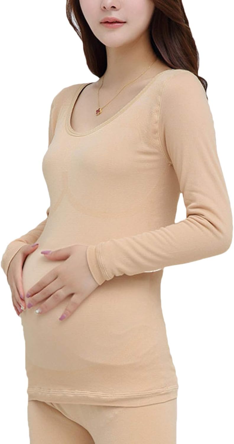 Women's Maternity Wear Thermal Underwear Set Warm Sleeve VNeck Long