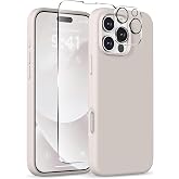 COFFKER Magnetic for iPhone 16 Pro Case, Silicone Cover, Stone | Compatible with MagSafe, Screen Protector + Camera Lens Protector, Shockproof Slim Phone Case with Microfiber Lining