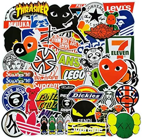 Fashion Brand Logo Rock Band Waterproof Stickers/Decals (100 pcs) for Laptop Skateboard Snowboard Water Bottle Phone Car Bicycle Luggage Guitar Computer PS4 (Logo)