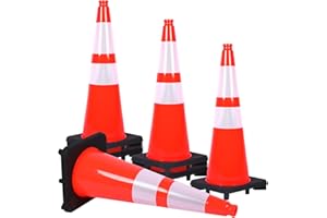BASRSTRAL Traffic Safety Cone 28 Inches, with Reflex Collars of Parking Lots, Lane Road Traffic Control Construction Driving Safety Cone 6 Pack