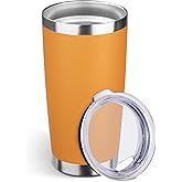 StarSpeed 20oz Tumbler Bulk with Lid, Stainless Steel Insulated Tumblers Double Wall Vacuum Insulated Travel Mug, Powder Coated Coffee Cups for Hot and Cold Drinks(Orange,1)