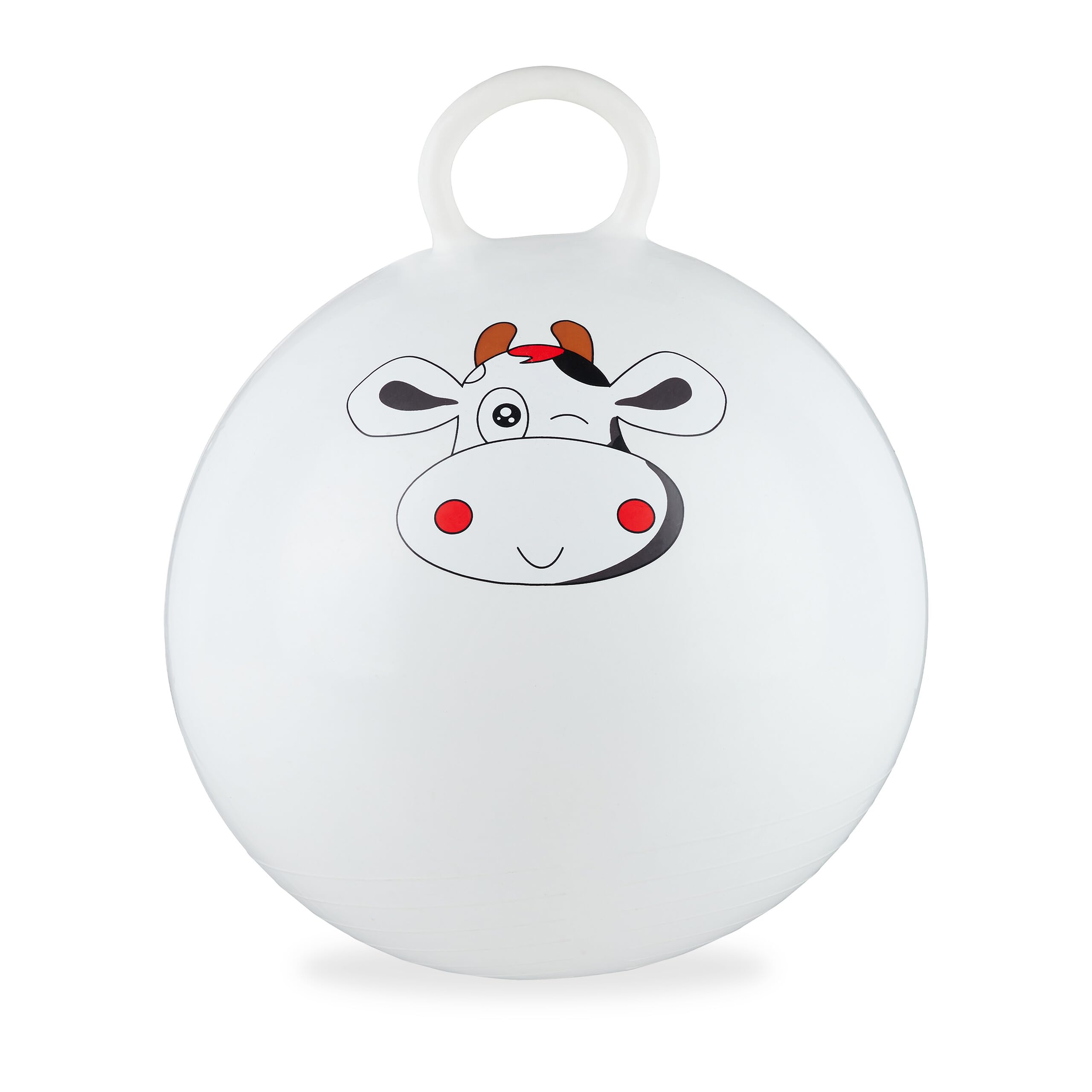 Relaxdays Space Hopper for Kids, with Handle, Ø 45 cm, Suitable for Indoors and Outdoors, Weight Capacity up to 150 kg, Cow Print