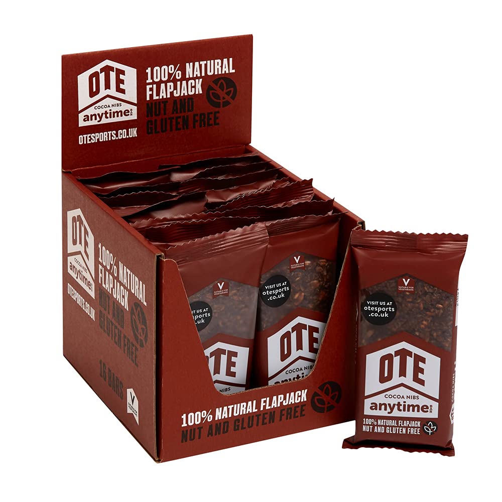 OTE Anytime Bars - Energy Bars for Cycling - Cycling Nutrition Bars - Nut Free Snacks for Running - Endurance Flapjack Bars - Box of 16 x 62g (Chocolate)