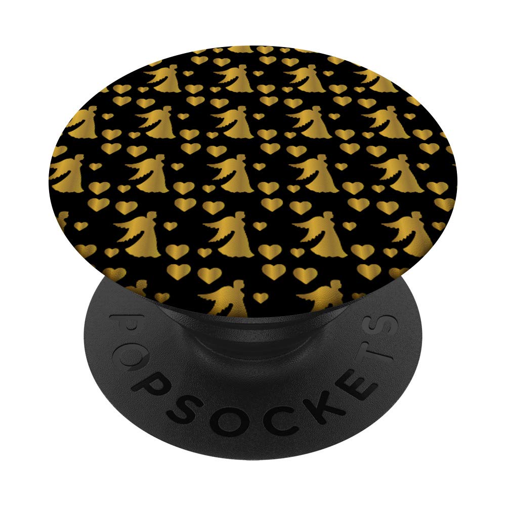 Golden Angel Silhouette Wings Religious Hearts PopSockets PopGrip: Swappable Grip for Phones & Tablets