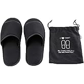 Comfysail Foldable Portable Slippers Washable Open Toe Towelling Slippers with Storage Bag for Spa Travel Hotel/Home Guest 34-43