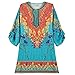 HIMONE Women Bohemian Neck Tie Vintage Printed Ethnic Style Summer Shift Dress Small