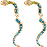 Zeshimb Snake Earrings Dangle Crystal Serpent Front Back Earrings Colorful Rhinestone Snake Drop Earrings Vintage Animals Zodiac Ear Jacklet Stud Earrings Jewelry for Women