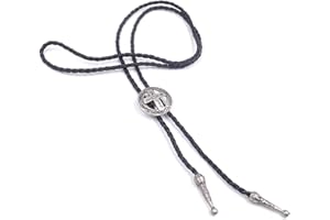 BRBAM Vintage Style Bolo Tie Western Cowboy Leather Rodeo Bolo Bola Tie Necktie for Man