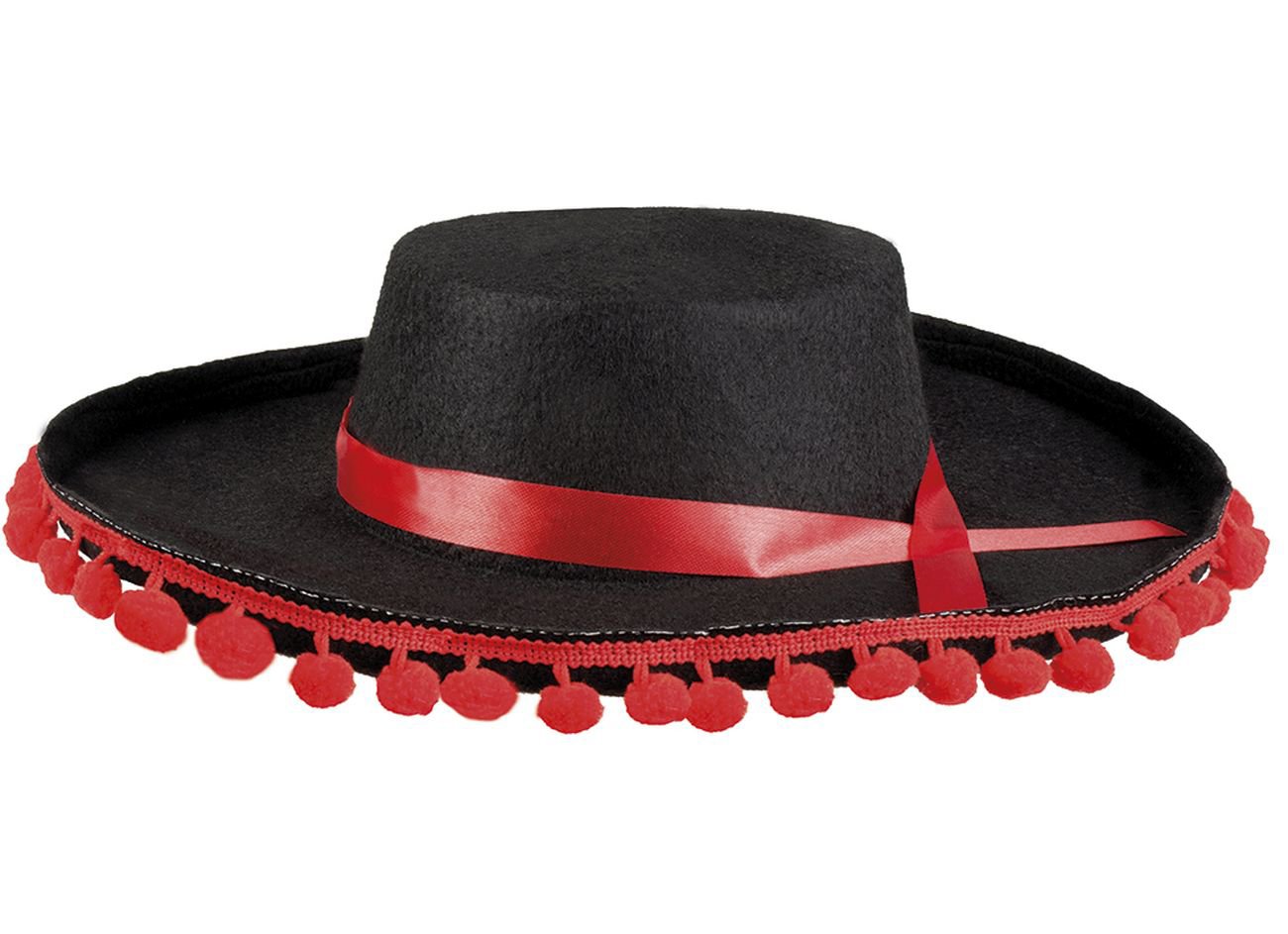 Boland 04263 - Espagnole Hat, Red/Black, Headwear, Flamenco Dancer, Spanish, Costume, Carnival, Theme Party