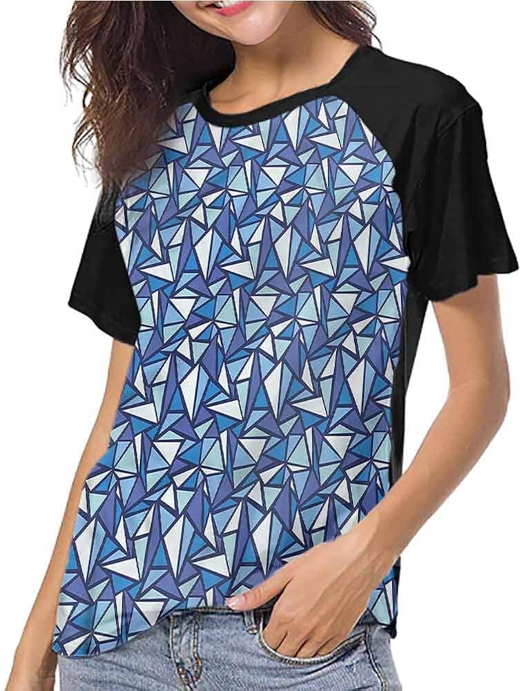 Blue Summer T Shirt Classical Chevron Zig Zag Print Blouse Shirt Women