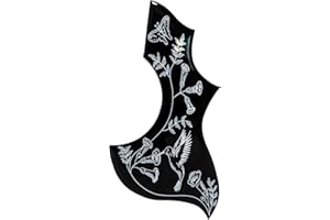 ALLJITA Acoustic Guitar Pickguard Scratch Plate, Hummingbird Self Adhensive, Thickness 2 MM for Gibson Folk Acoustic Guitar Replacement Parts (black)
