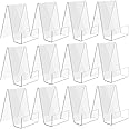 Worown 12 Pack (2.95 x 3.54 x 4.1 Inches) Acrylic Book Stands, Clear Book Holder, Acrylic Display Stand for Books, Photos, Br