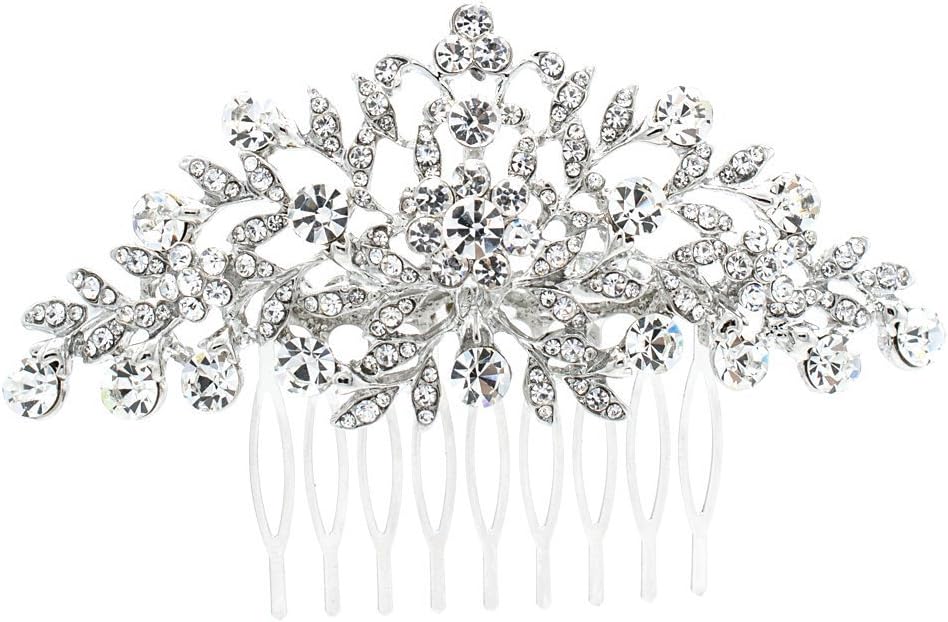 SEPBRIDALSSEPBRDIALS Rhinestone Crystal Hair Comb Pins Women Wedding Hair Jewelry Accessories FA2944 (Silver)