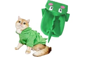 IMDOUBLEDOU Pet Funny Hoodie Ugly Christmas Sweater Cold Weather Warm Coat for Puppy Small Dog Halloween Party Costume Cute Hoodie (Large, Green Dinosaur)