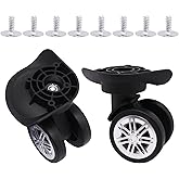 ZHMEINA Luggage Wheels Replacement Kit, Suitcase Wheels Replacement with Screws, 360&deg; Rotation Spinner Wheel, Mute Double Row Swivel Wheel for Luggage Suitcase Trolley (Black, 2PCS)