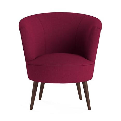 Jellywood® MCRAL Polster Loungestuhl/Sessel mit Armlehnen,Holzbeine/füße,Dicke Polsterung mit Federung,Sitzhöhe 43 cm rot